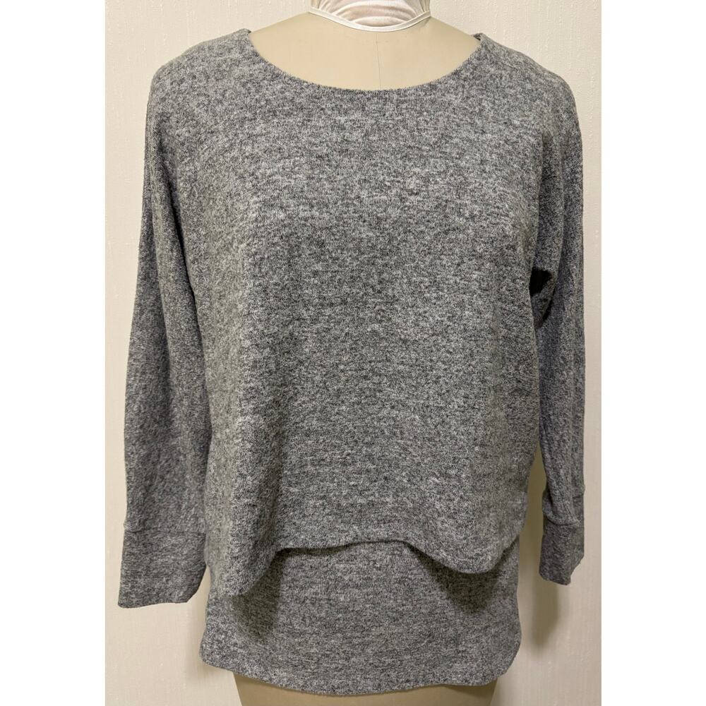 Soft Surroundings Heathered Gray Long Sleeve Hi Low Hem Sweater Tunic Size Small